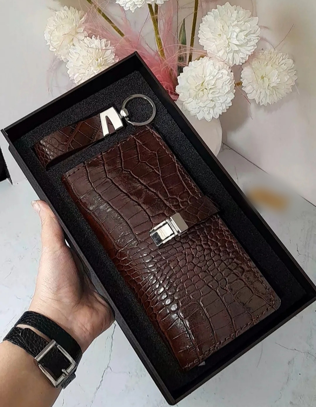 ست چرم طبیعی کیف پول و جاکلیدی